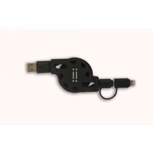 Lightning e micro USB cavo retrattile black- 1,2m MFI