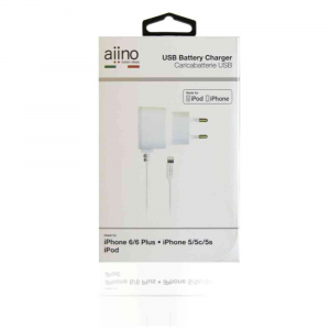 Apple Wall Charger 1A w/built-in Lightning cable 1,6m - White
