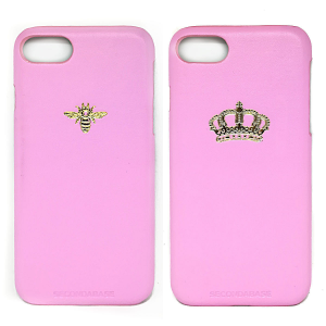 Cover in ecopelle rosa marchiata oro a caldo per iPhone 7/8/SE2020 e 7/8 Plus