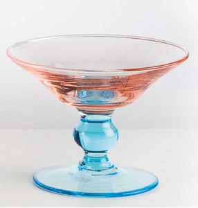 Coppa vetro soffiato rosa/acquamare (6pz)