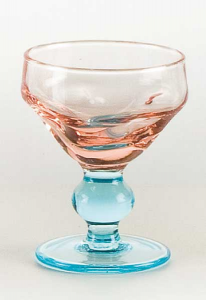 Coppa vetro soffiato rosa acquamare bugnato (6pz)