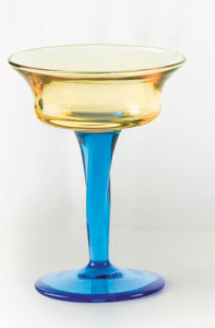 Glass blown Ice cream cup gold cobalt blue (6pcs)