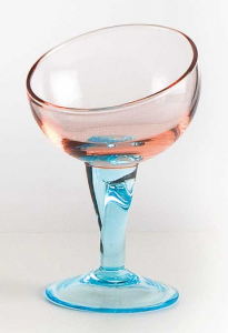Glass blown  Ice cream cup pink aquamarine (6pcs)