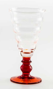 Glass blown  Ice cream cup Transparent Red (6pcs)