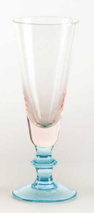 Glass blown  Ice cream cup  stem w/disk pink aquamarine (6pcs)