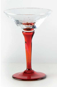 Coppa vetro soffiato trasparente rosso (6pz)