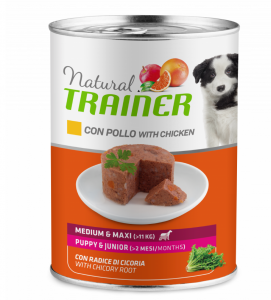 Trainer Natural - Medium\Maxi - Puppy&Junior - Pollo - 400g x 12 lattine