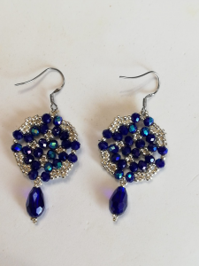 Boucles d'oreilles bleues et argentées | vente en ligne bijoux fantaisie