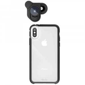 Custodia per iPhone X compatibile con le lenti - trasp/nero
