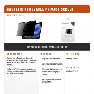 Pellicola privacy protezione dati per schermo MacBook Pro 15 TypeC
