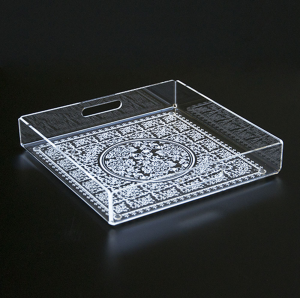 Square tray in transparent plexiglass 