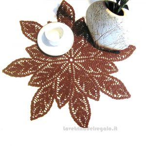 Centrino marrone con foglie ad uncinetto 46 cm - Handmade in Italy