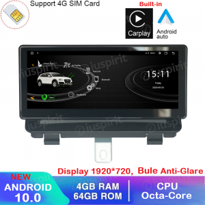 ANDROID navigatore per Audi Q3 2013-2018  CarPlay Android Auto Octa Core 4GB RAM 64GB ROM GPS WI-FI Bluetooth MirrorLink 4G LTE