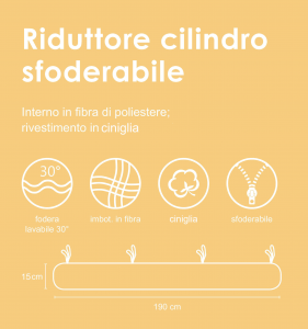 NOVITA' Riduttore Paracolpi Cilindro per Lettino in Ciniglia Sfoderabile Misura XL con Lacci (Grigio) related image