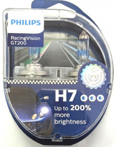 PHILIPS LAMPADE AUTO RACING VISION GT200 12V H7  +200% LUCE.