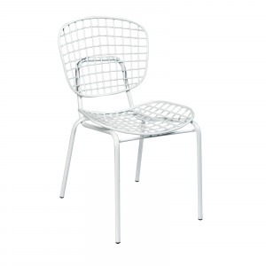 Reja - Sedia di design bianca ergonomica in acciaio, dimensione: cm 48 x 45 x 85 h