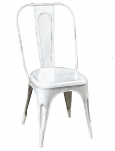 Loft - Sedia in metallo colore bianco in stile industrial vintage, dimensione: cm 45 x 43 X 95 h