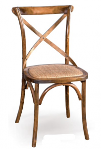 X - Sedia in legno di colore marrone con cuscino, dimensione: cm 44 x 44 x 98 h