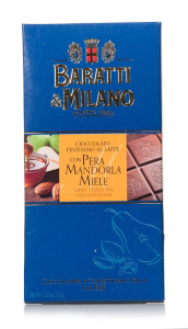 Tavoletta al latte con pera, mandorle e miele 75gr - Baratti & Milano