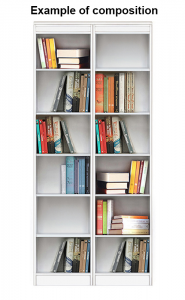 Open shelving bookcase in wood