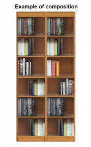 Open shelving bookcase in wood