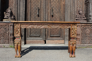 Consolle in legno di teak con gambe intagliate #1109ID750