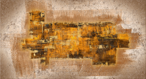 Vision brown - Stampa astratta su tela, con telaio in legno a fondo materico, con foglia oro: misure 62x115 cm / 77x143 cm / 100x180 cm