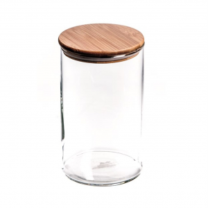 Barattolo in vetro con tappo in legno con guarnizione