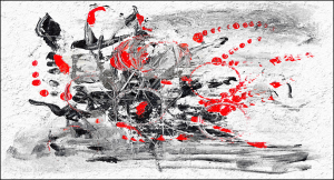Composition red - Stampa su tela con telaio in legno a fondo materico, misure 62x115 cm / 77x143 cm / 100x180 cm