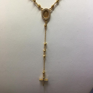Collana rosario in argento 925 media con zirconi unisex