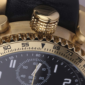 Orologio cronografo uomo mom design modello mph in acciao Gold con cinturino in pelle nera