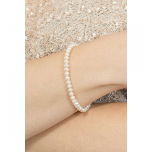 Bracciale perle da donna Comete gioielli con moschettone pesciolino in oro bianco 
