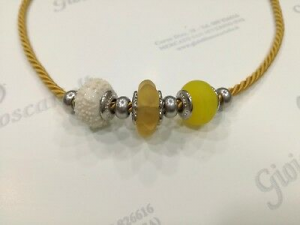 Collana donna Osa cod. 70101 gialla con ciondolo perla di murano