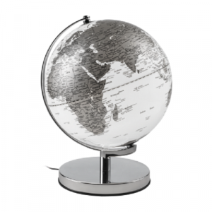 Mappamondo Globo con illuminazione Mascagni bianco/argento diametro 25 cm O1547