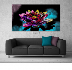 Loto paint - Stampa digitale su Plexiglass® di un fiore di loto multicolor, misure 100x150 cm / 100x180 cm