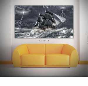 Black storm - Stampa digitale su Plexiglass® di un vascello in tempesta, misure 100x150 cm / 100x180 cm