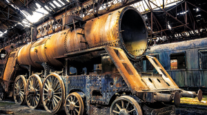  Treno - Stampa digitale su Plexiglass® di una locomotiva a vapore; misure 100x150 cm / 100x180 cm