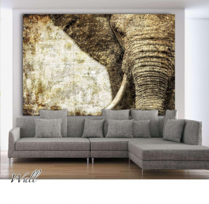 Elephant grunge - Stampa su tela con telaio in legno del particolare di un elefante, misure 160x160 (4 tele) / 200x200 (4 tele) / 160x240 (6 tele) / 200x300 (6 tele)