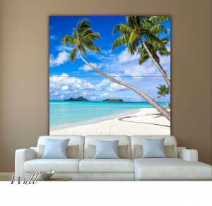 Seychelles - Stampa su tela con telaio in legno di una spiaggia e mare cristallino, misure 160x160 (4 tele) / 200x200 (4 tele) / 160x240 (6 tele) / 200x300 (6 tele)