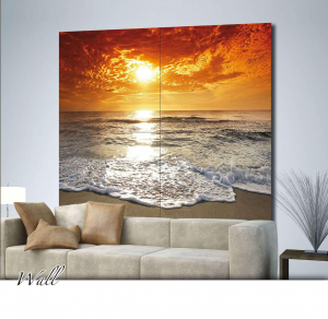  L'immenso - Stampa su tela con telaio in legno di un tramonto al mare, misure 160x160 (4 tele) / 200x200 (4 tele) / 160x240 (6 tele) / 200x300 (6 tele)