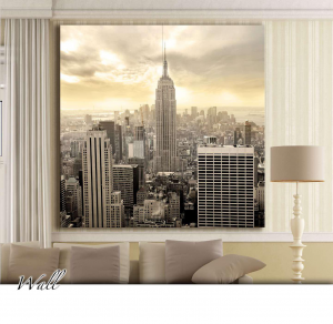 Palaces black - Stampa su tela con telaio in legno della vista dell'Empire State Building e dei grattacieli a New York, misure 160x160 (4 tele) / 200x200 (4 tele) / 160x240 (6 tele) / 200x300 (6 tele)
