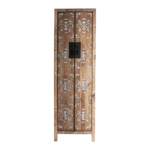Macao - Armadio 2 ante in legno di pino riciclato, colore naturale in stile provenzale, dimensioni 65 x 45 x 210 cm.