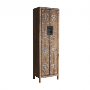 Macao - Armadio 2 ante in legno di pino riciclato, colore naturale in stile provenzale, dimensioni 65 x 45 x 210 cm.