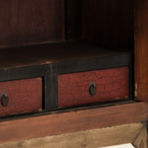 Tilda - Armadio 2 ante con 2 cassetti interni, in legno di pino riciclato colore naturale in stile etnico, dimensioni 100 x 55 x 175 cm.