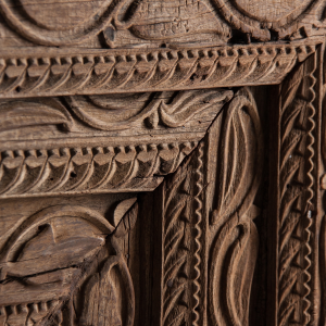 Changde - Tavolo consolle in legno ferroviario colore naturale stile est orientale, dimensioni 167 x 44 x 93 cm.