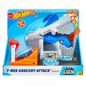 Mattel - Hot Wheels: Pista T-Rex Attacco al Supermercato