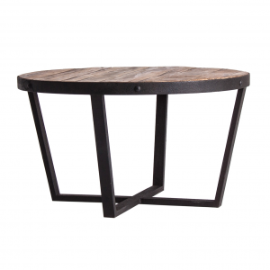 Minot - Tavolino da salotto in legno di pino colore naturale in stile industrial, dimensione 80 x 80 x 45 cm.