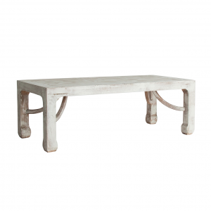 Lavik - Tavolino da salotto in legno di pino colore bianco sporco in stile provenzale, dimensioni 130 x 60 x 45 cm.