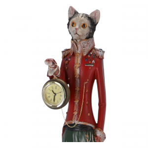 Statua Gatto orologio in resina