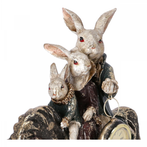 Statua Coniglio a cavallo Orologio in resina